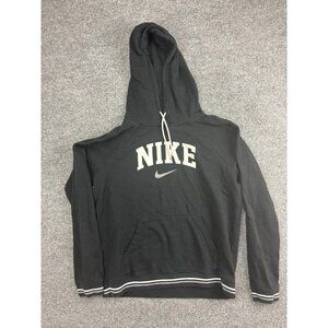 Nike Hoodie Sweatshirt Womens Medium Black Spell Out Swoosh Kangaroo Pocket